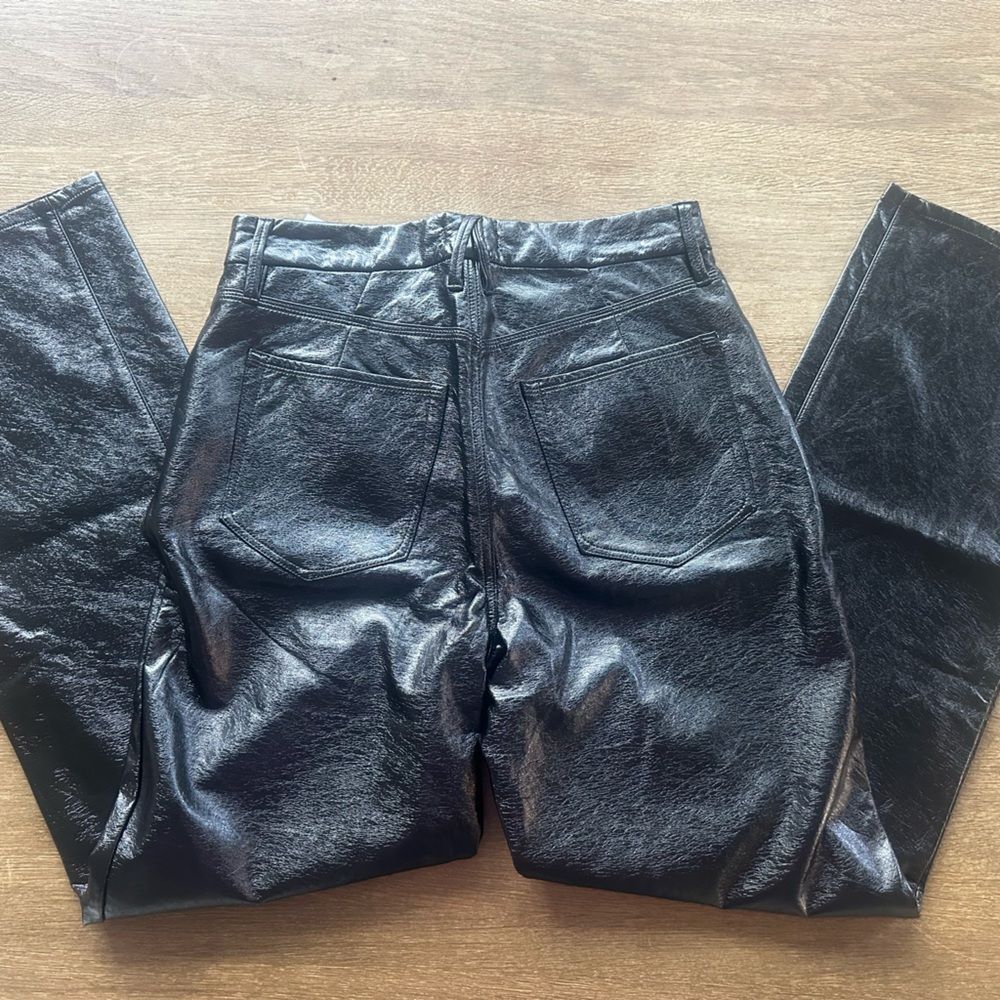 Good American '90s high waisted faux leather black pants,Size 28/6, NWOT